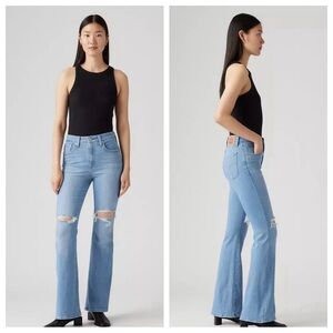Levi’s 726 Flare Distressed Blue Denim Jeans